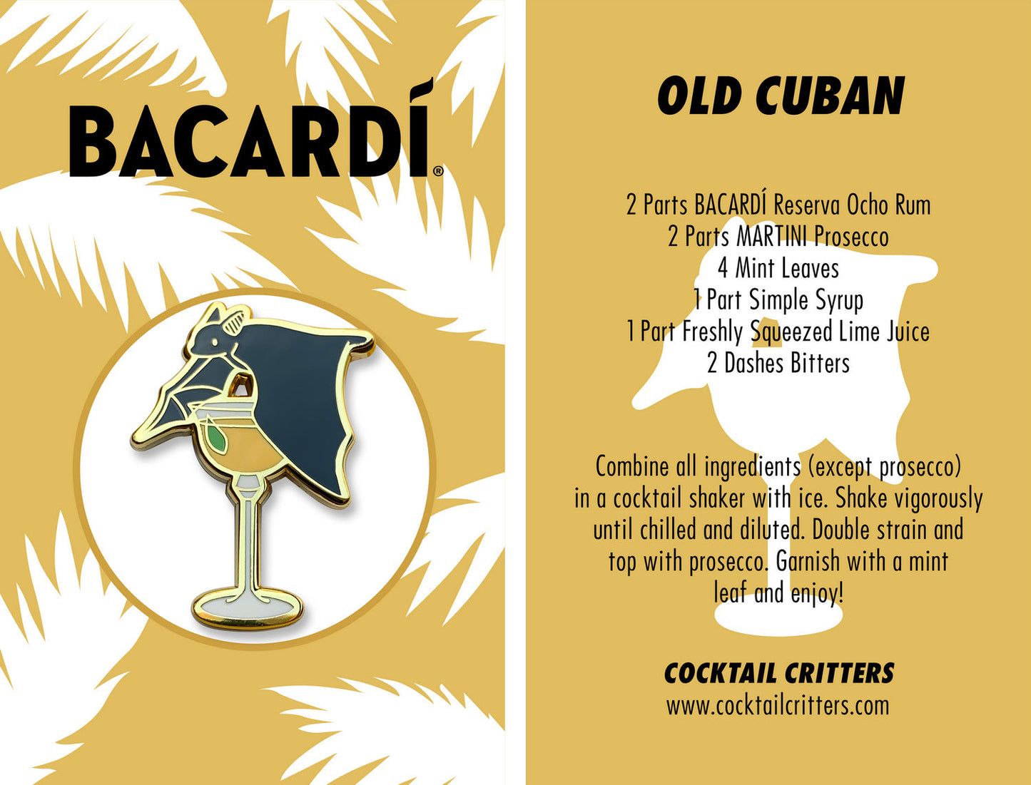 Bacardi Old Cuban Cocktail Enamel Pin by Cocktail Critters