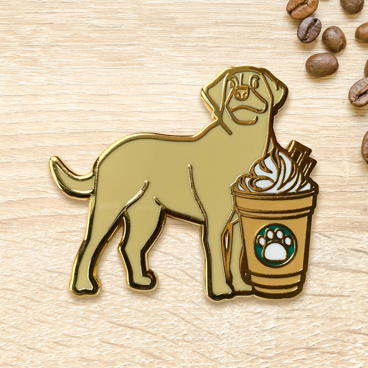 Yellow Labrador & Mocha Frappe Coffee Hard Enamel Pin by Cocktail Critters