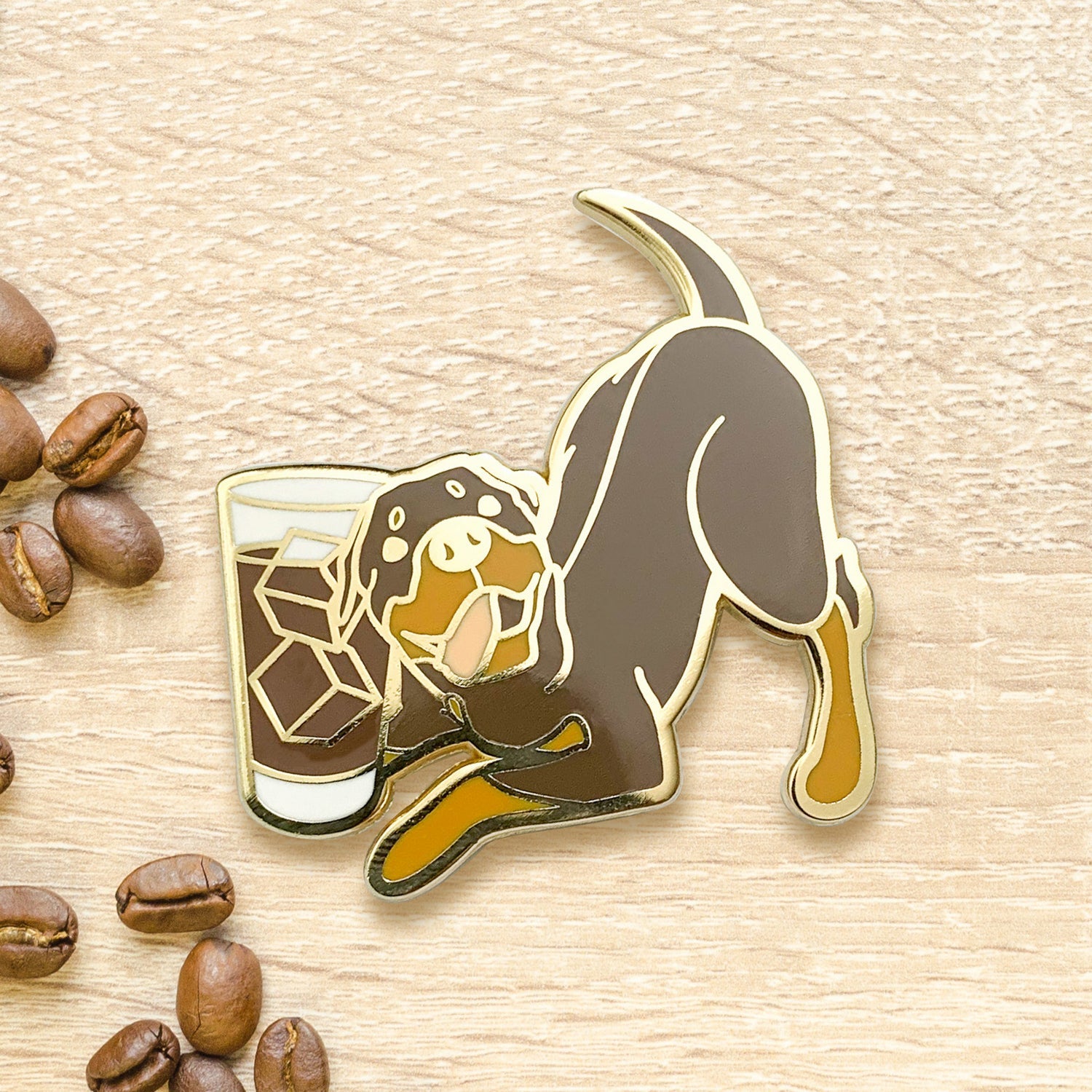 Rottweiler & Iced Americano Coffee Hard Enamel Pin by Cocktail Critters