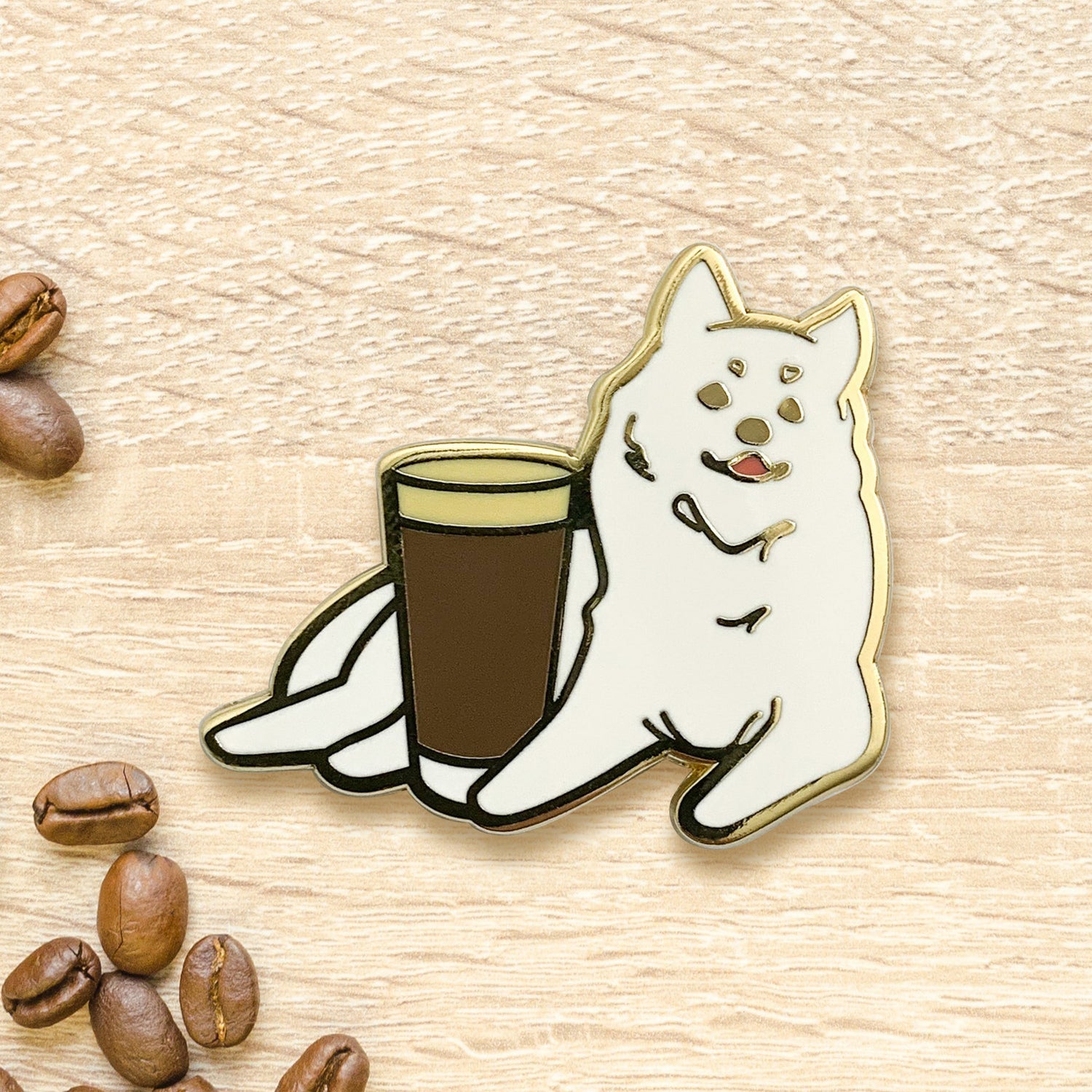 Samoyed & Nitro Cold Brew Coffee Hard Enamel Pin by Cocktail Critters