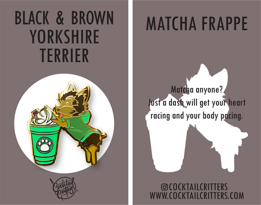 Yorkshire Terrier Dog & Coffee Hard Enamel Pin by Cocktail Critters