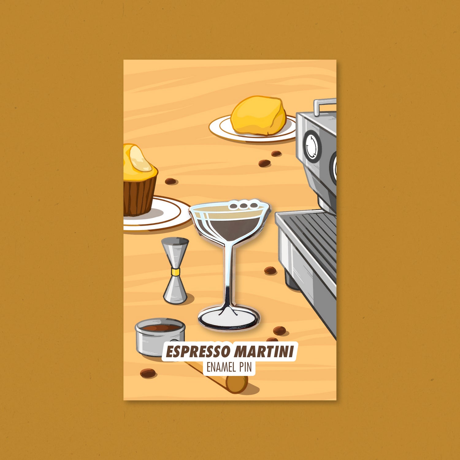 Espresso Martini Cocktail Pin by Cocktail Critters