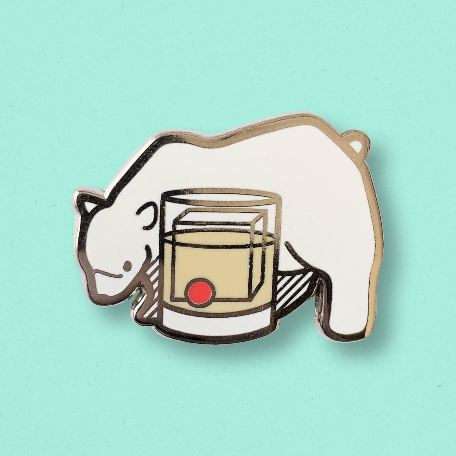 Polar Bear and White Russian Cocktail Hard Enamel Pin by Cocktail Critters