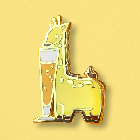 Giraffe and Lager Beer Hard Enamel Pin by Cocktail Critters