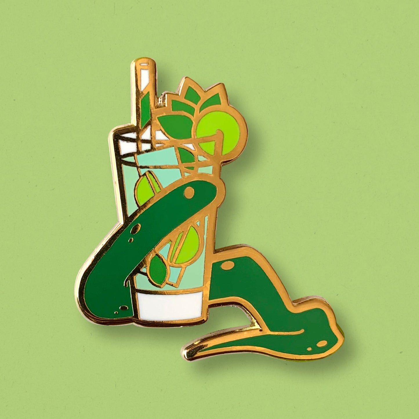 Snake and Mojito Cocktail Hard Enamel Pin by Cocktail Critters