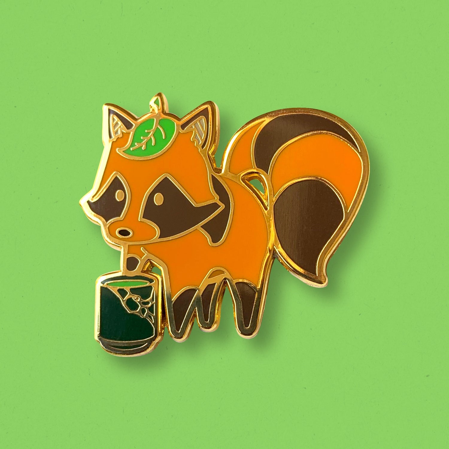 Tanuki and Matcha Tea Hard Enamel Pin by Cocktail Critters