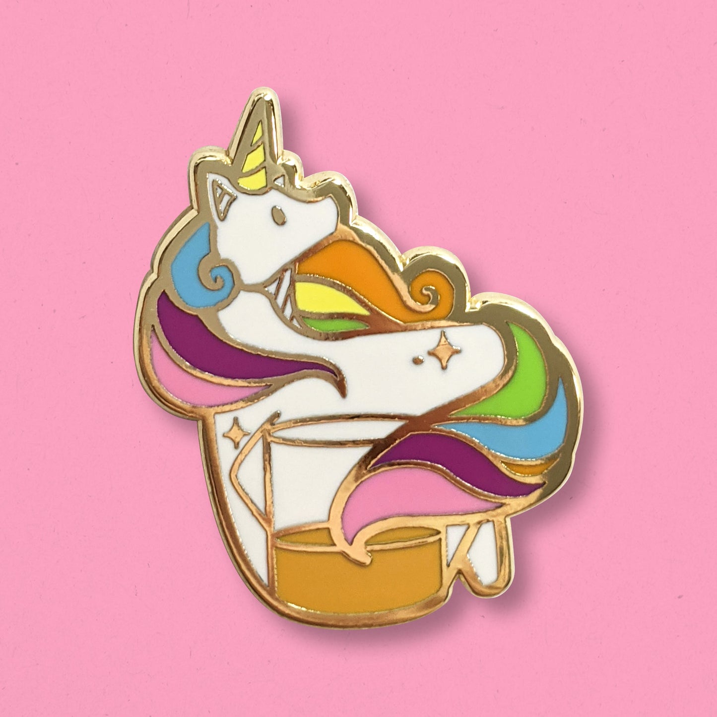 Unicorn and Scotch Whiskey Glass Hard Enamel Pin by Cocktail Critters