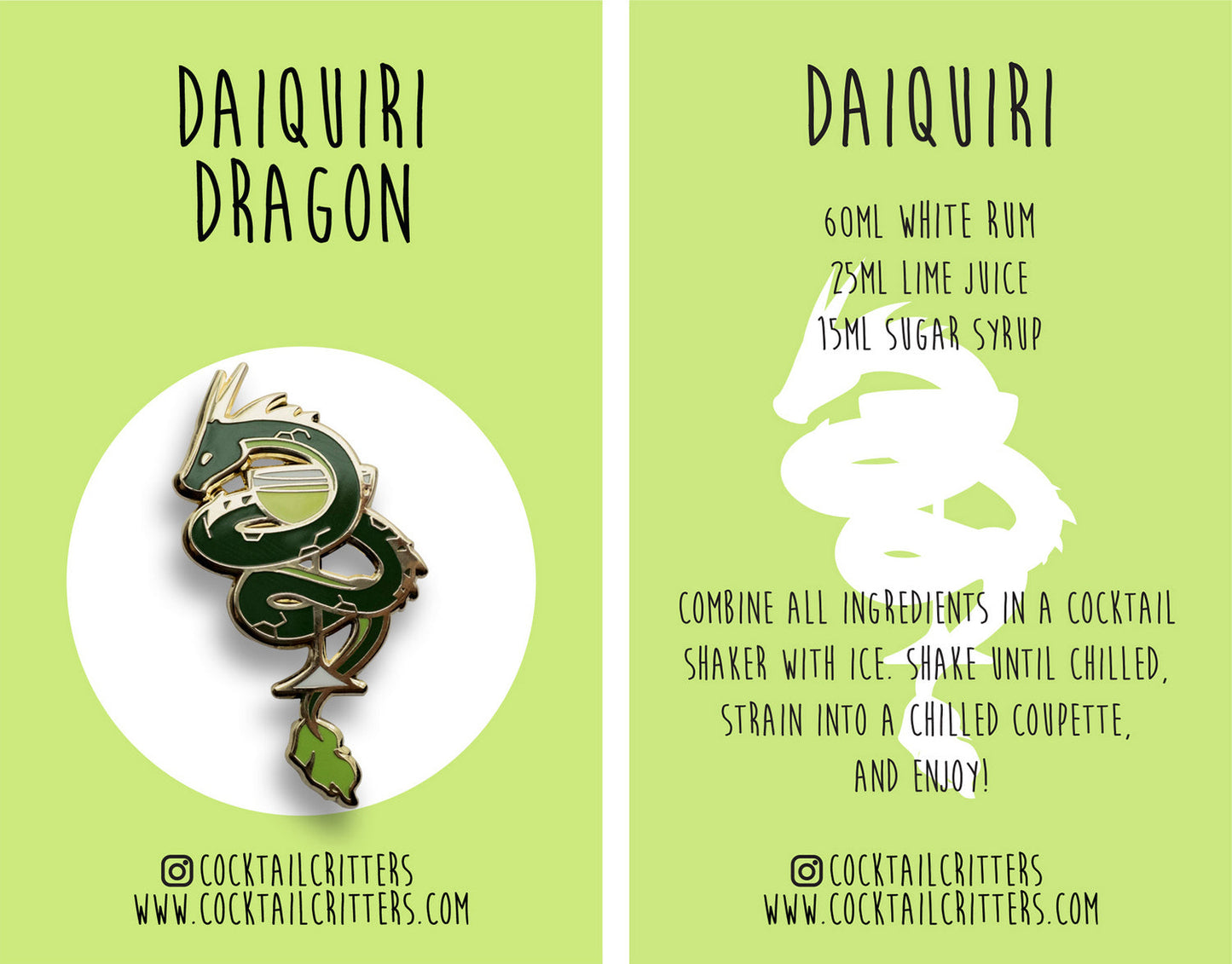 Dragon & Daiquiri Cocktail Hard Enamel Pin by Cocktail Critters