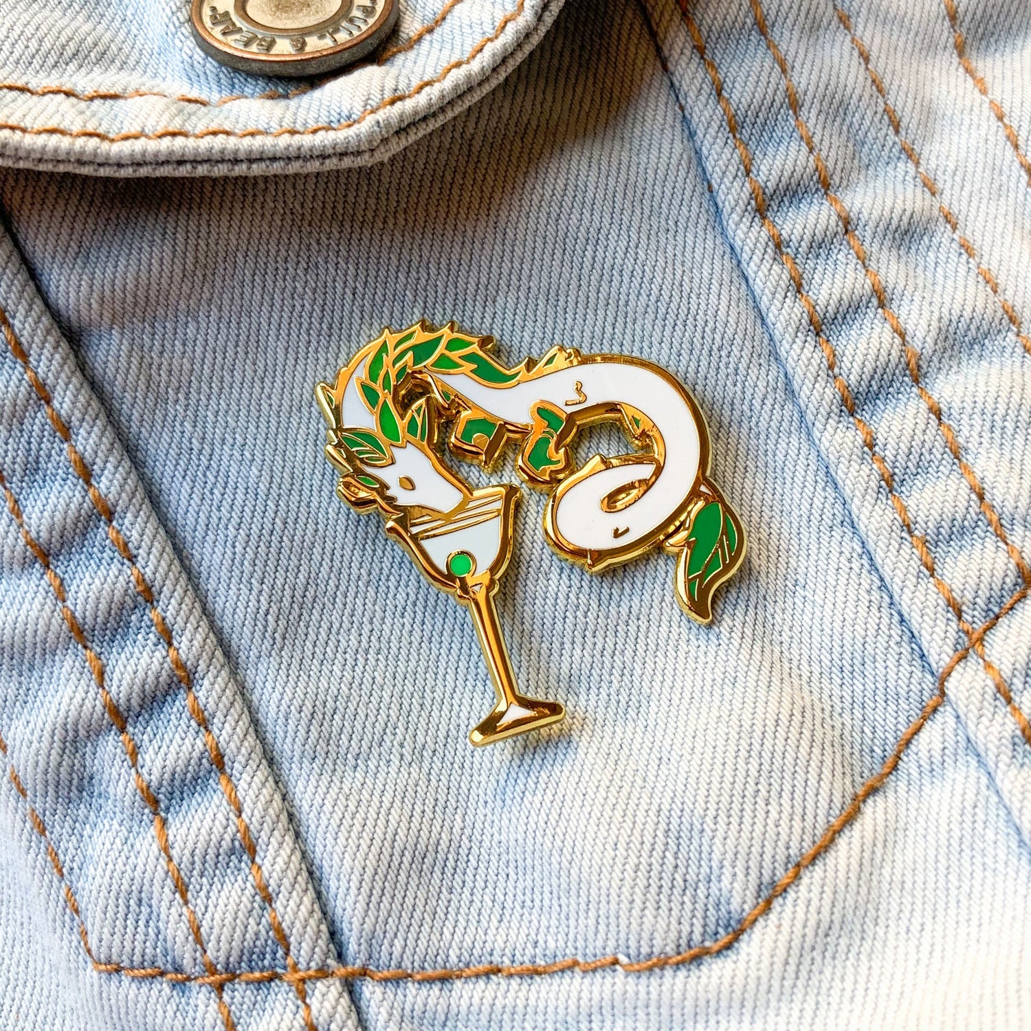 Dragon & Martini Cocktail Hard Enamel Pin by Cocktail Critters