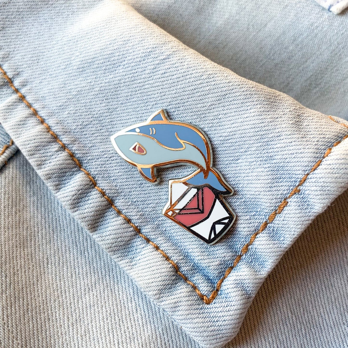 Great White Shark & Vermouth Hard Enamel Pin by Cocktail Critters