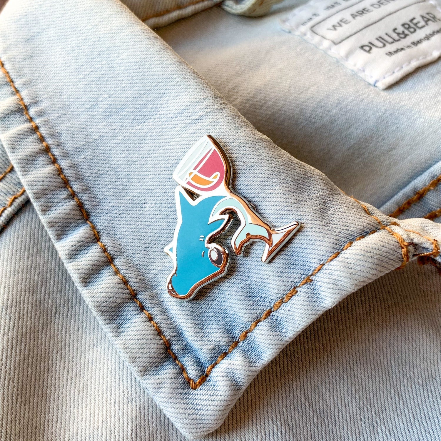 Hammerhead Shark & Bitter Hard Enamel Pin by Cocktail Critters