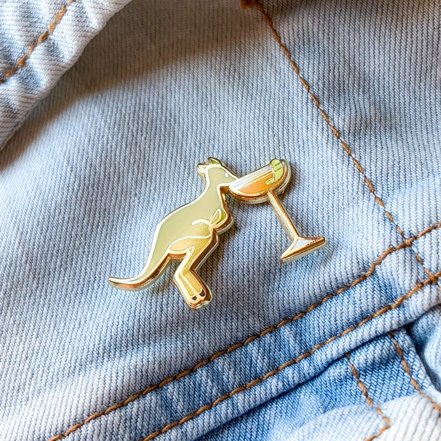 Kangaroo & Sidecar Cocktail Hard Enamel Pin by Cocktail Critters