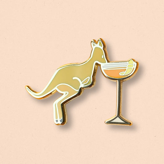 Kangaroo & Sidecar Cocktail Hard Enamel Pin by Cocktail Critters