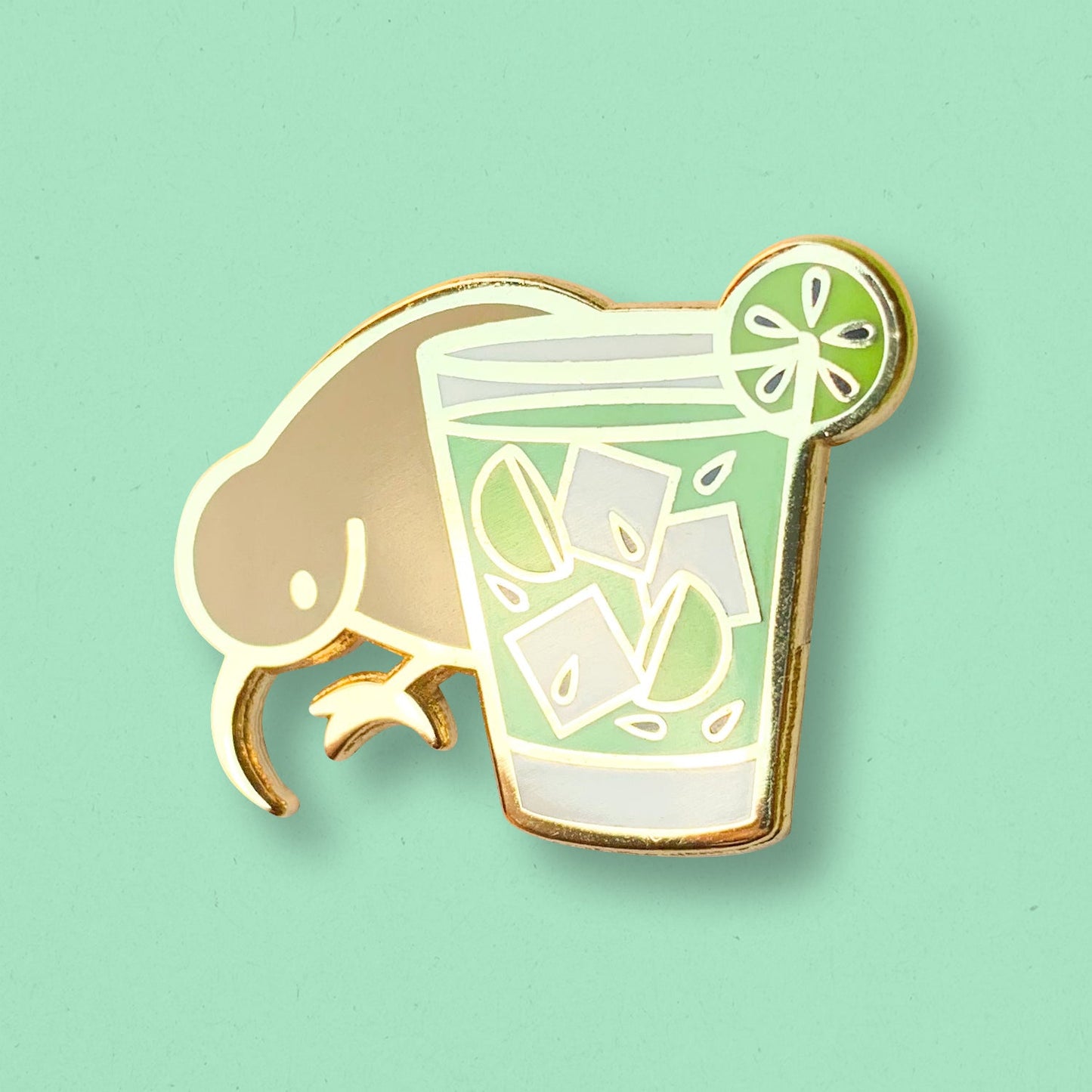 Kiwi & Kiwi Caiprioska Cocktail Hard Enamel Pin by Cocktail Critters