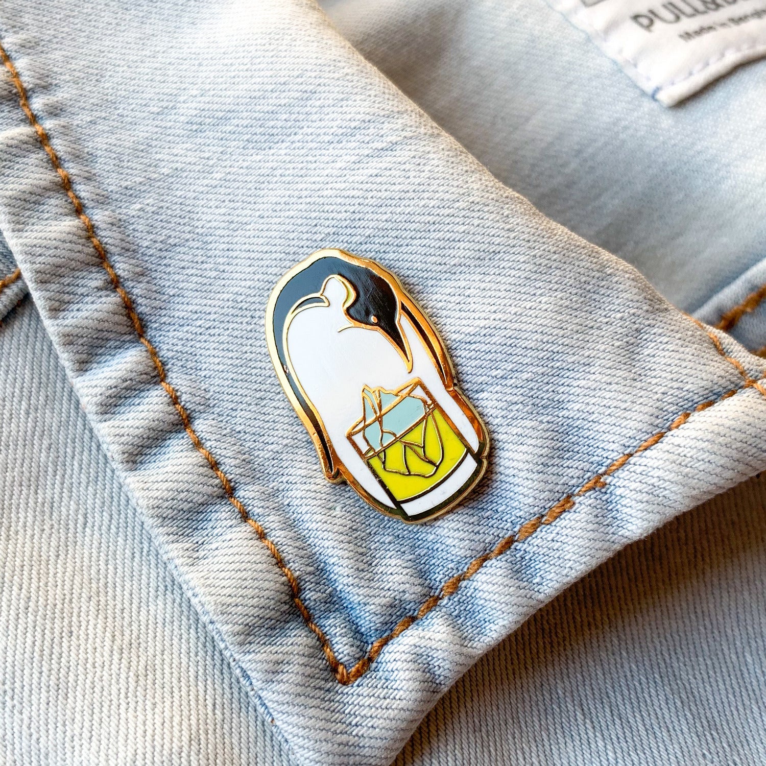 Penguin & Whisky Sour Cocktail Hard Enamel Pin by Cocktail Critters