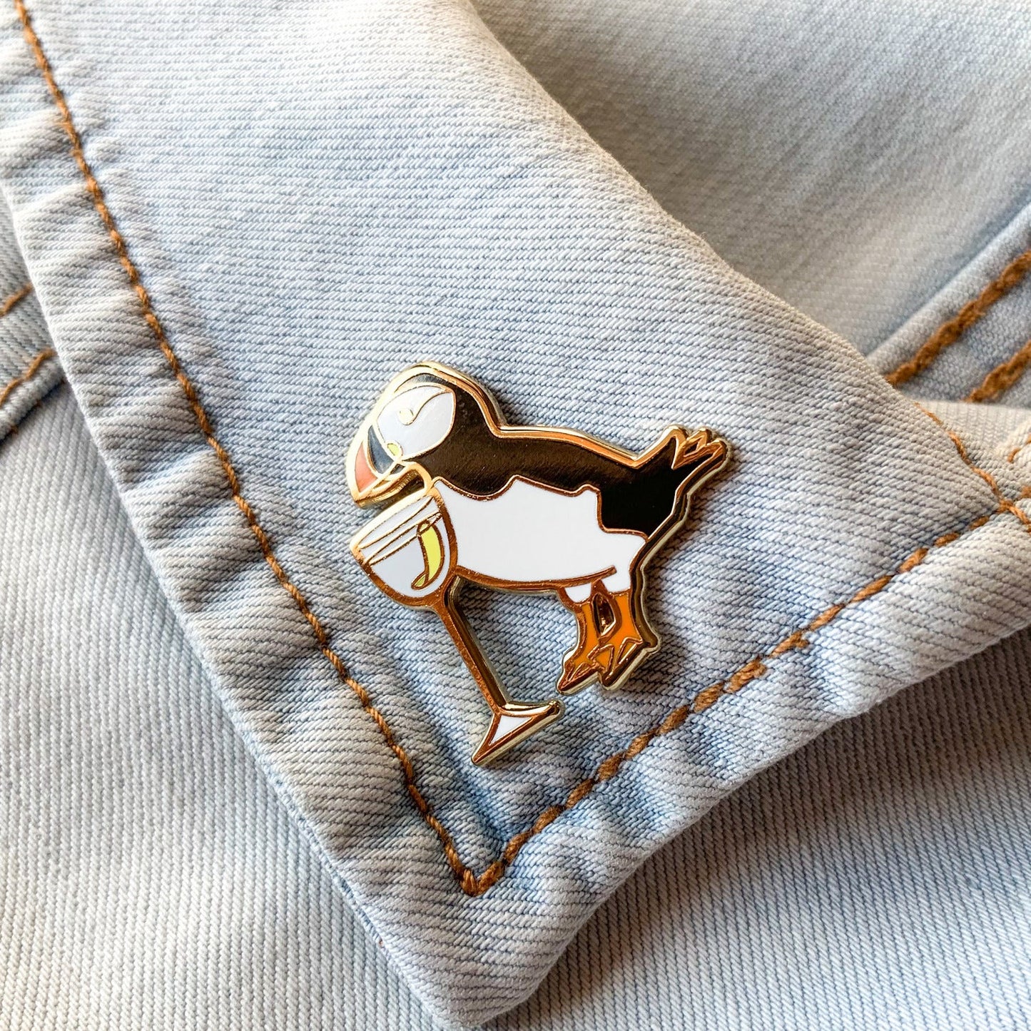 Puffin & Vodka Martini Cocktail Hard Enamel Pin by Cocktail Critters