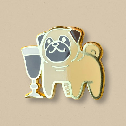 Pug & Irish Coffee Cocktail Hard Enamel Pin by Cocktail Critters