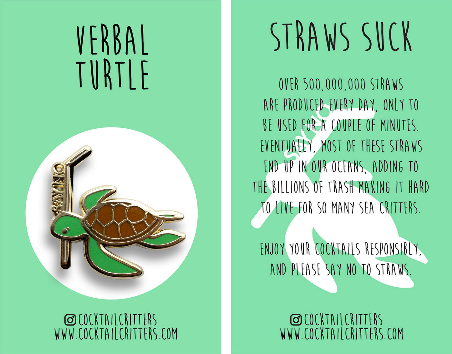 Turtle Hard Enamel Pin by Cocktail Critters