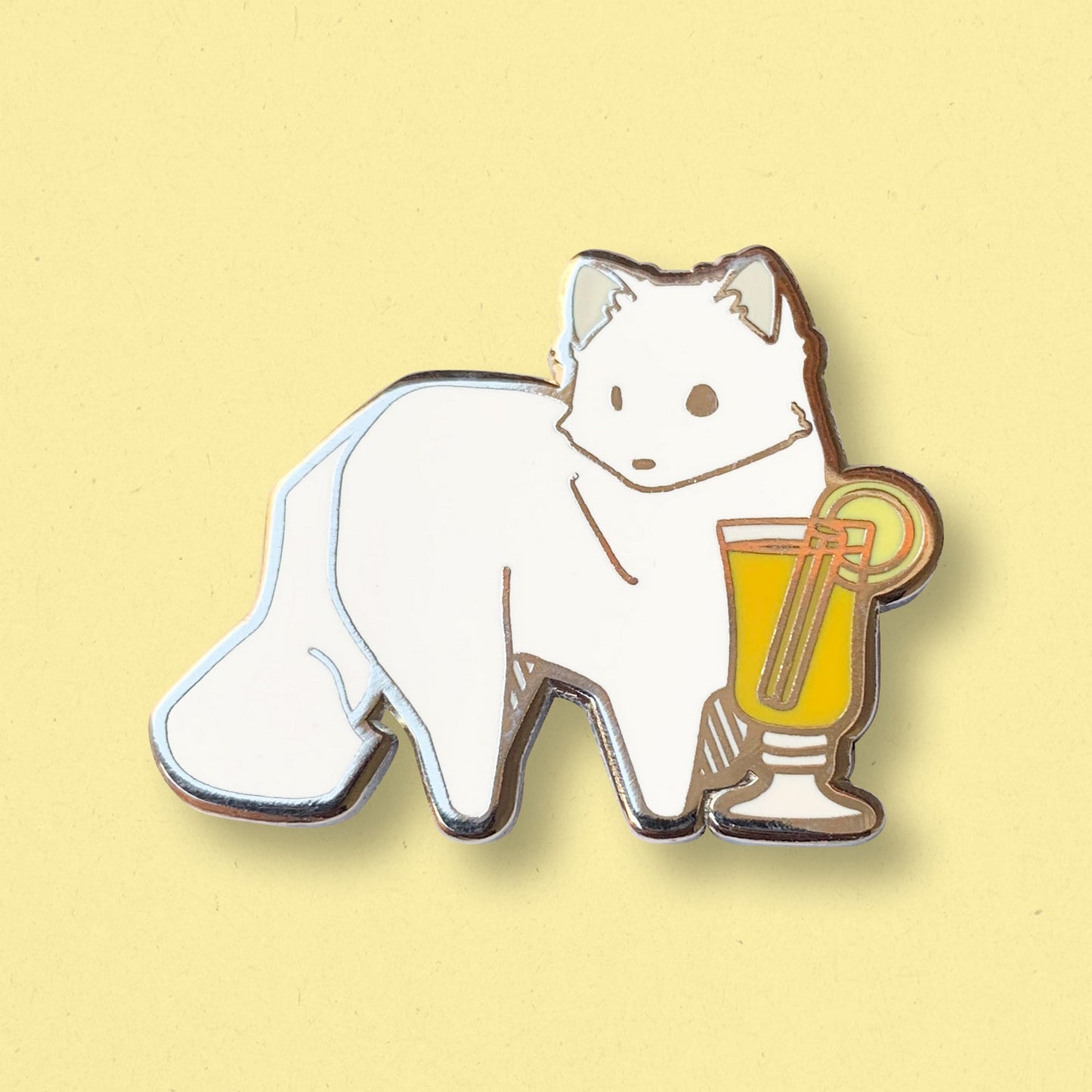 Arctic Fox & Hot Toddy Cocktail Hard Enamel Pin by Cocktail Critters