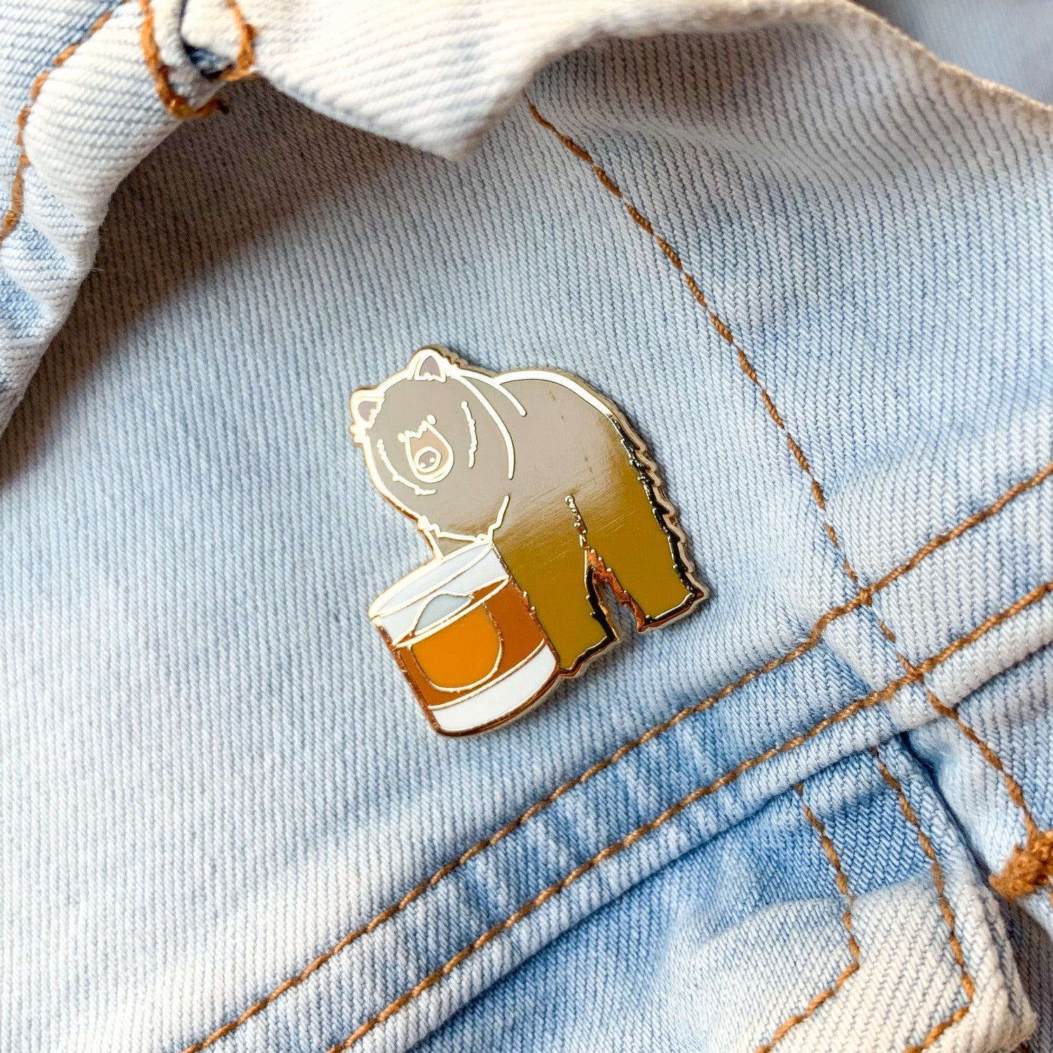 Big Bear & Bourbon Hard Enamel Pin by Cocktail Critters