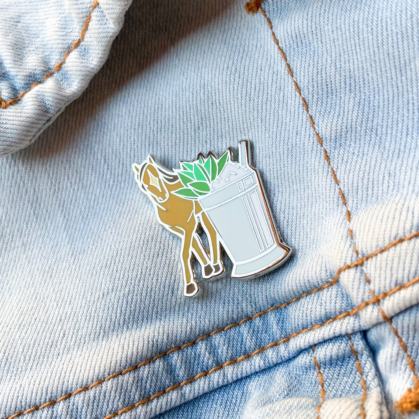 Horse & Mint Julep Cocktail Hard Enamel Pin by Cocktail Critters