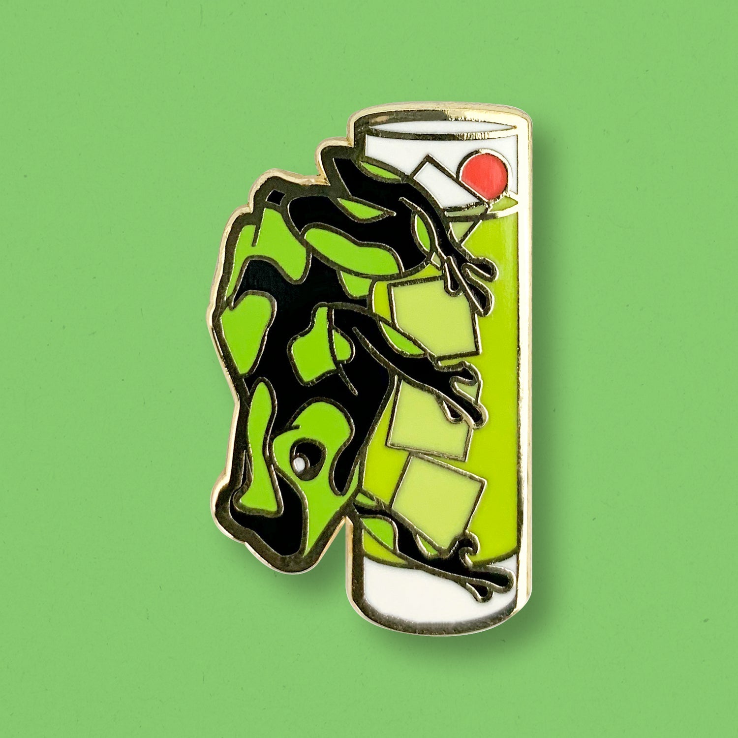 Dart Frog & Midori Sour Cocktail Hard Enamel Pin by Cocktail Critters