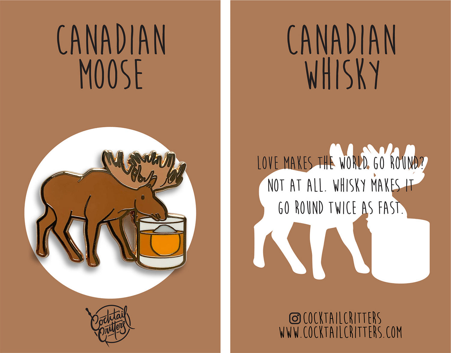 Canadian Moose & Rye Whiskey Hard Enamel Pin by Cocktail Critters