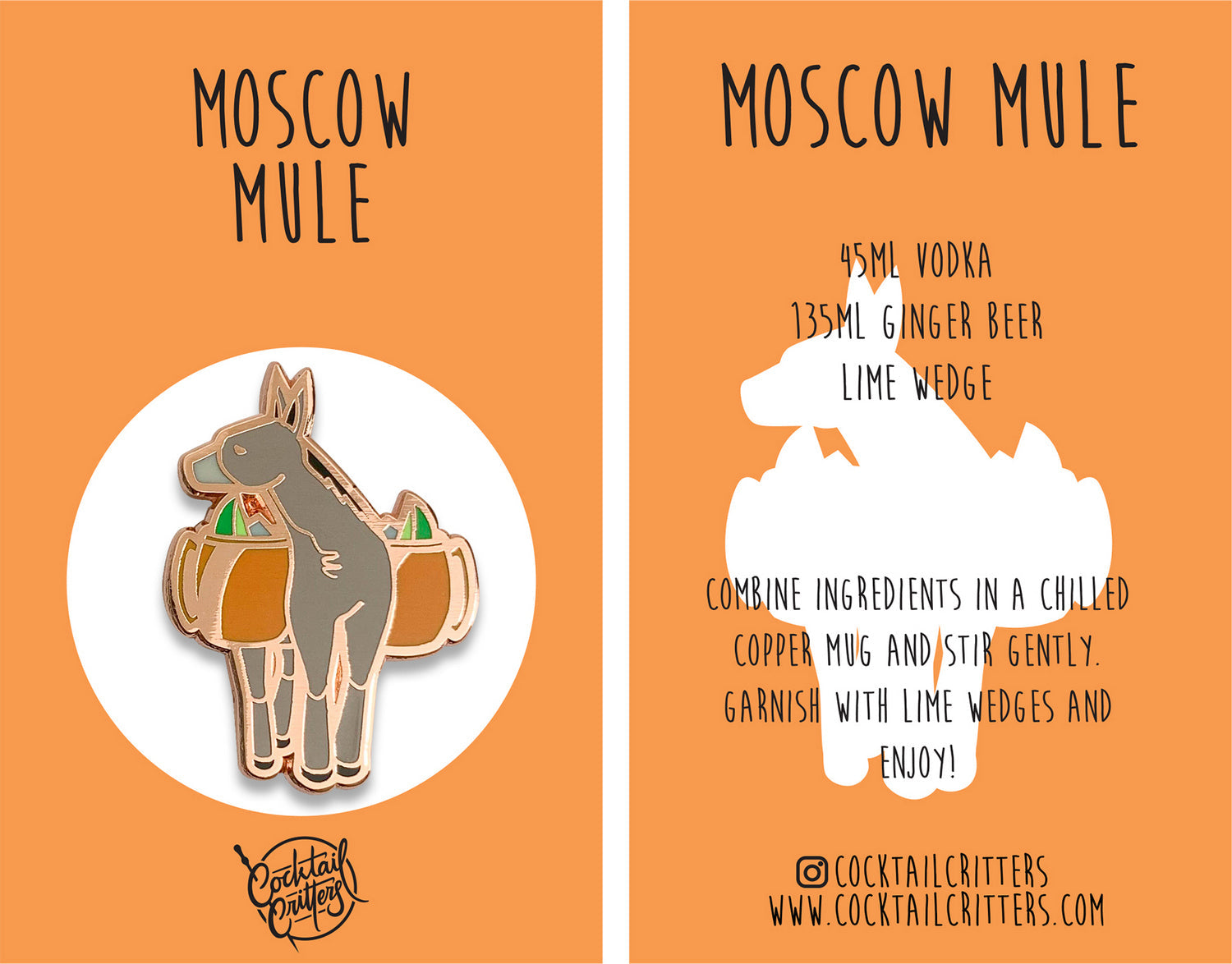 Moscow Mule Cocktail Hard Enamel Pin by Cocktail Critters