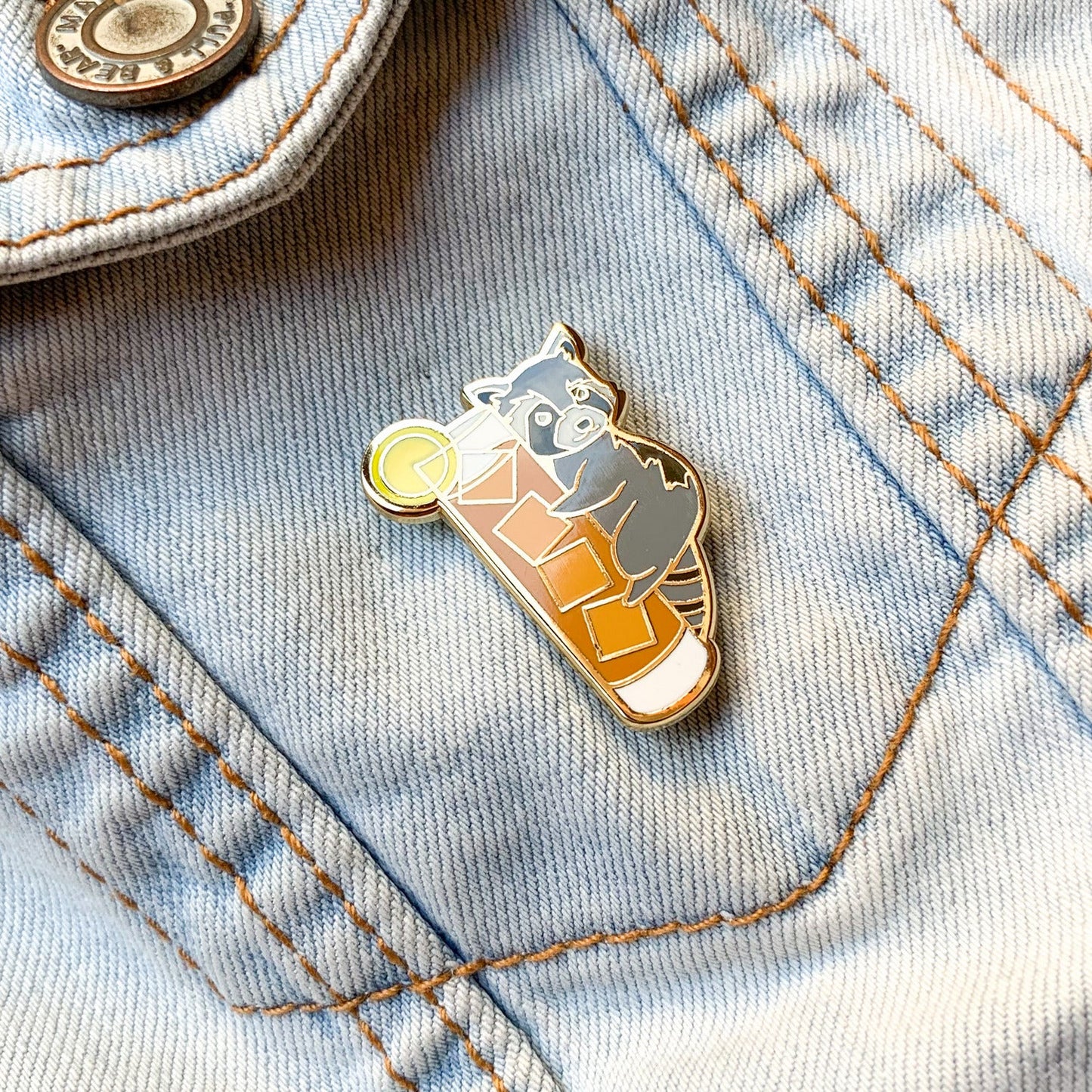 Raccoon & Long Island Iced Tea Cocktail Hard Enamel Pin by Cocktail Critters