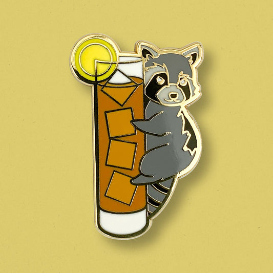 Raccoon & Long Island Iced Tea Cocktail Hard Enamel Pin by Cocktail Critters