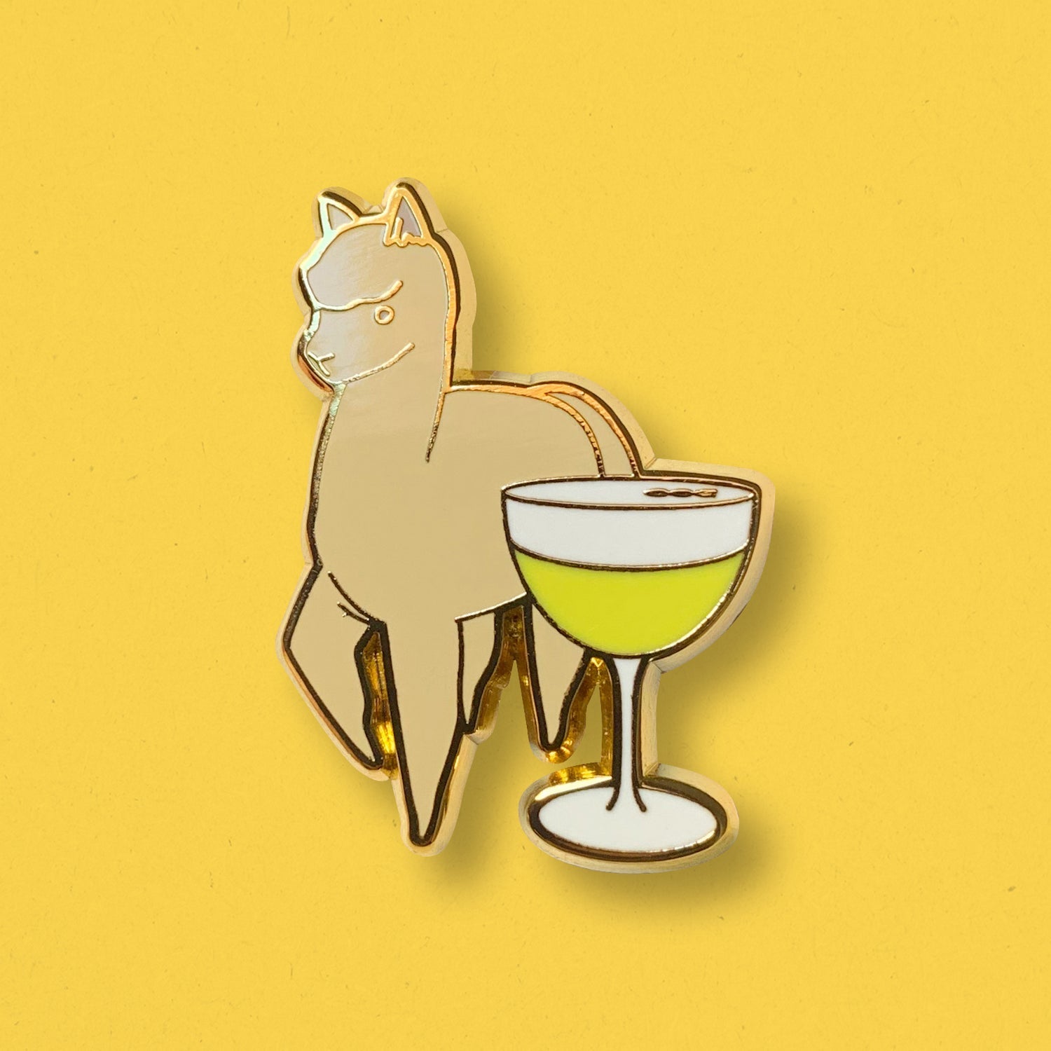 Alpaca & Pisco Sour Cocktail Hard Enamel Pin by Cocktail Critters