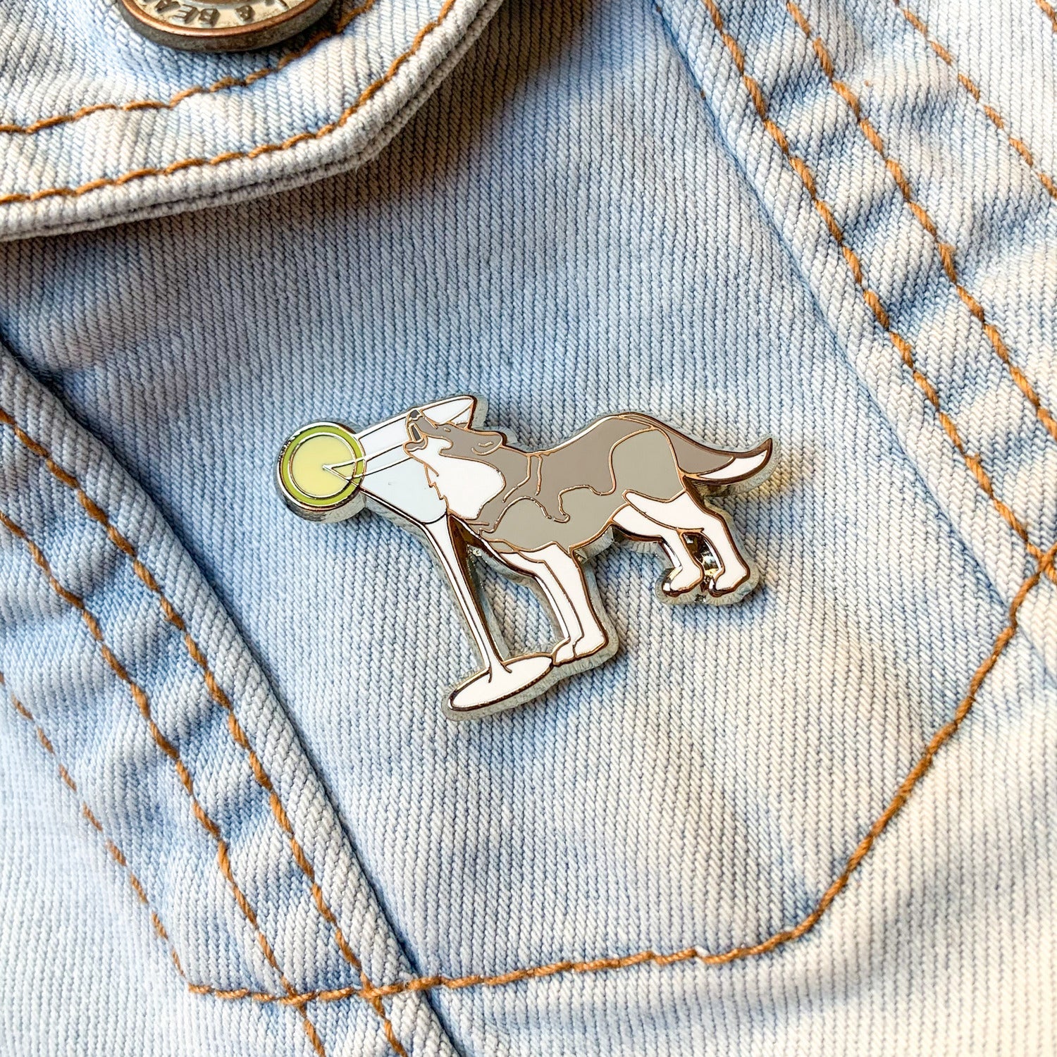 Howling Wolf & Vodka Martini Cocktail Enamel Pin by Cocktail Critters