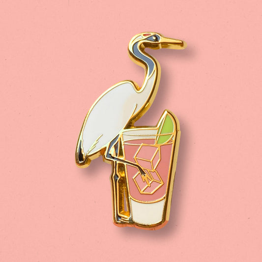 Vodka Cranberry and Crane Cocktail Hard Enamel Pin