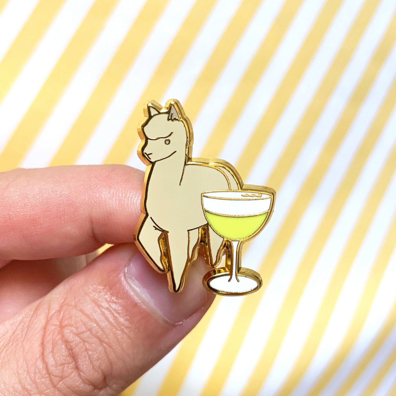 Alpaca & Pisco Sour Cocktail Hard Enamel Pin by Cocktail Critters