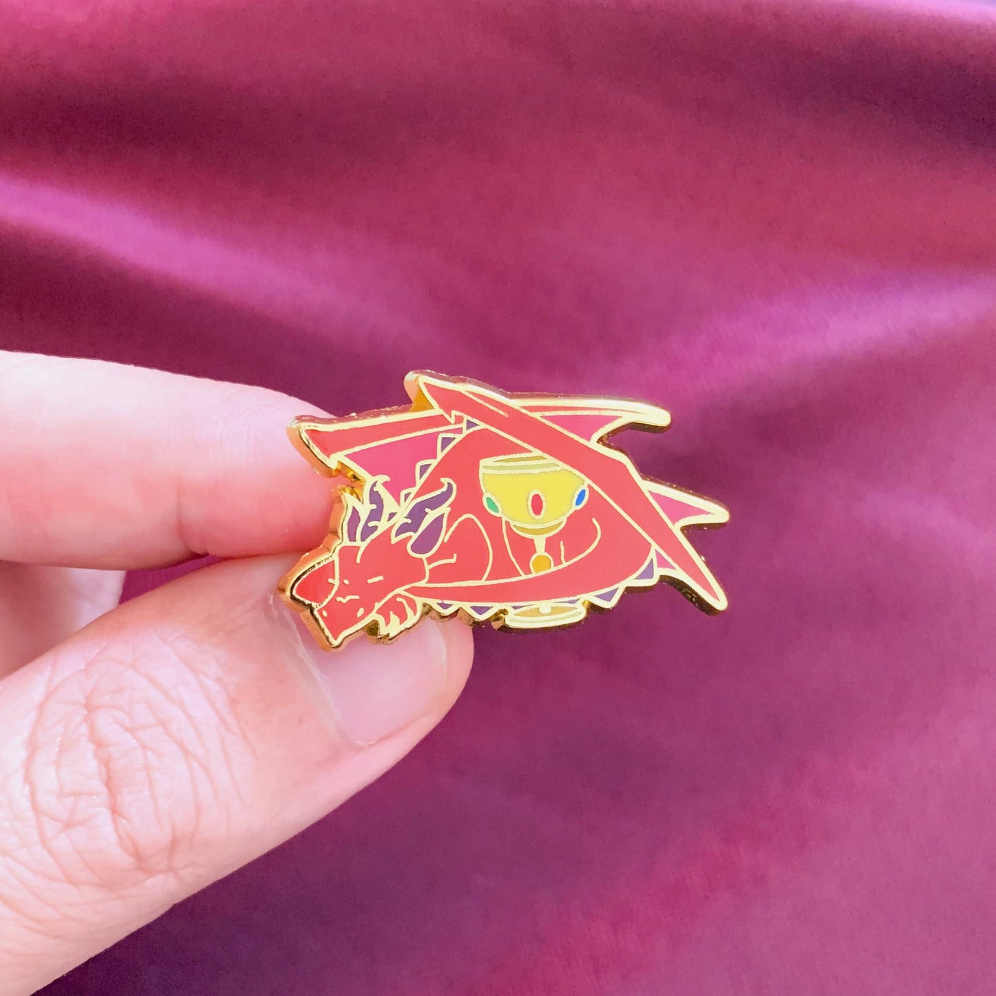 Sleeping Dragon & Chalice of Wine Hard Enamel Pin by Cocktail Critters