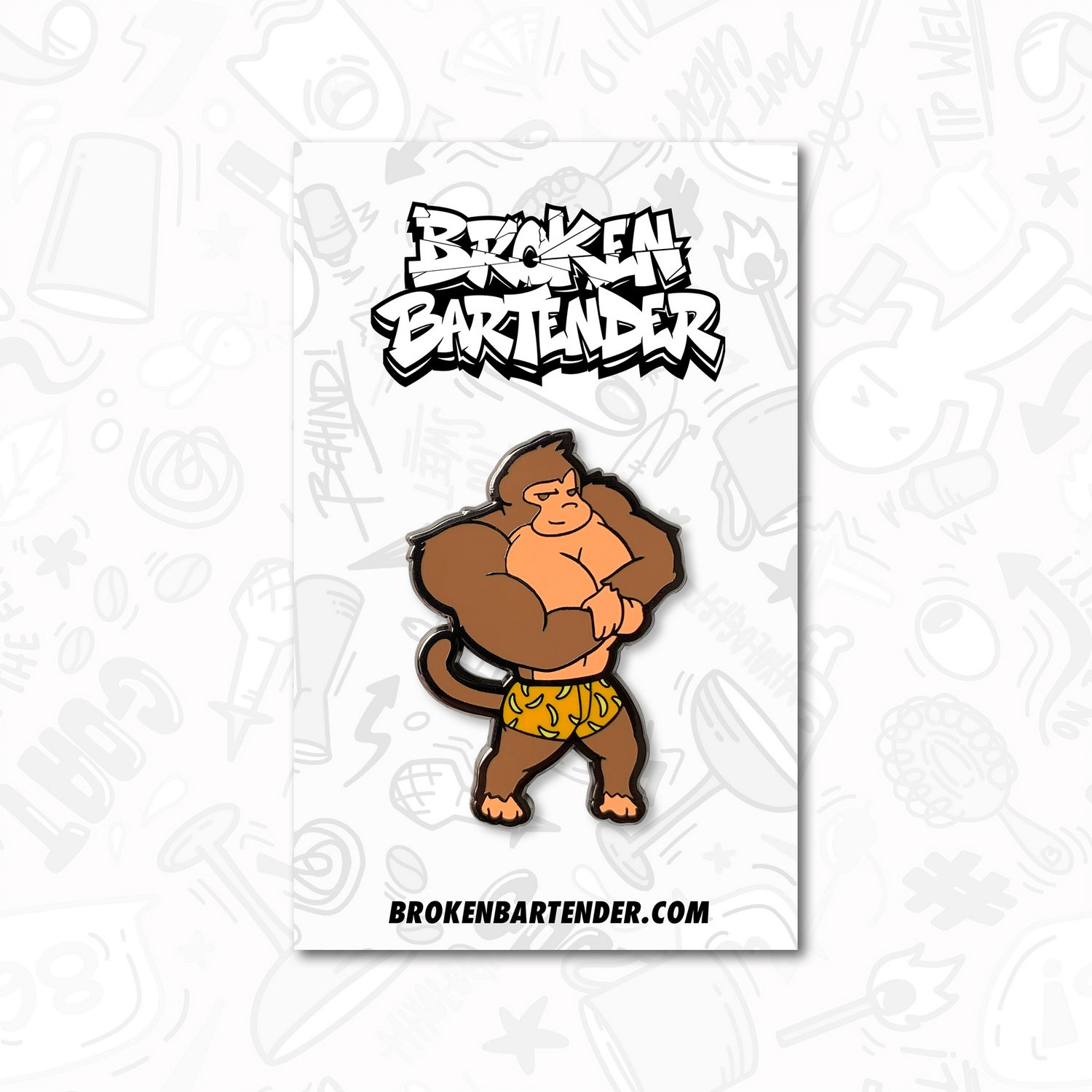 Monkey Deltoid Bartender Pin by Broken Bartender